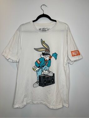 Vintage Neff Looney Tunes Bugs Bunny Hip Hop Boombox T-Shirt Men XL White Cotton